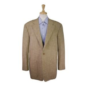 Sameulsohn Brown Knit Woven Wool Cotton Patch Pocket Sportcoat Blazer 44L